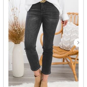 Vervet washed black straight leg